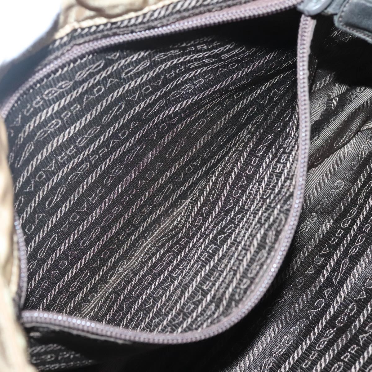 PRADA Chain Shoulder Bag Nylon Beige Auth th6074