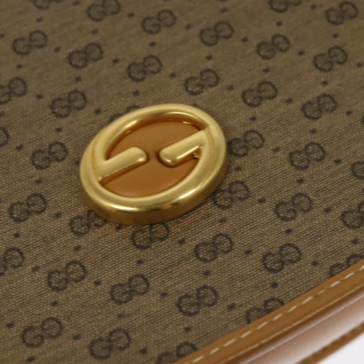 GUCCI Micro GG Supreme Shoulder Bag PVC Beige Gold Auth th6085