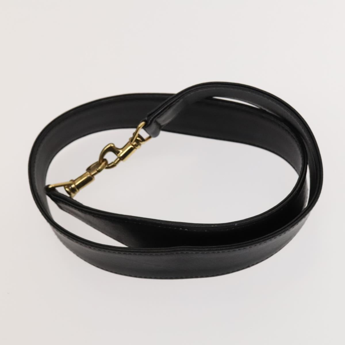 GUCCI Bamboo Hand Bag Leather 2way Black Gold 001 1577 Auth th6086