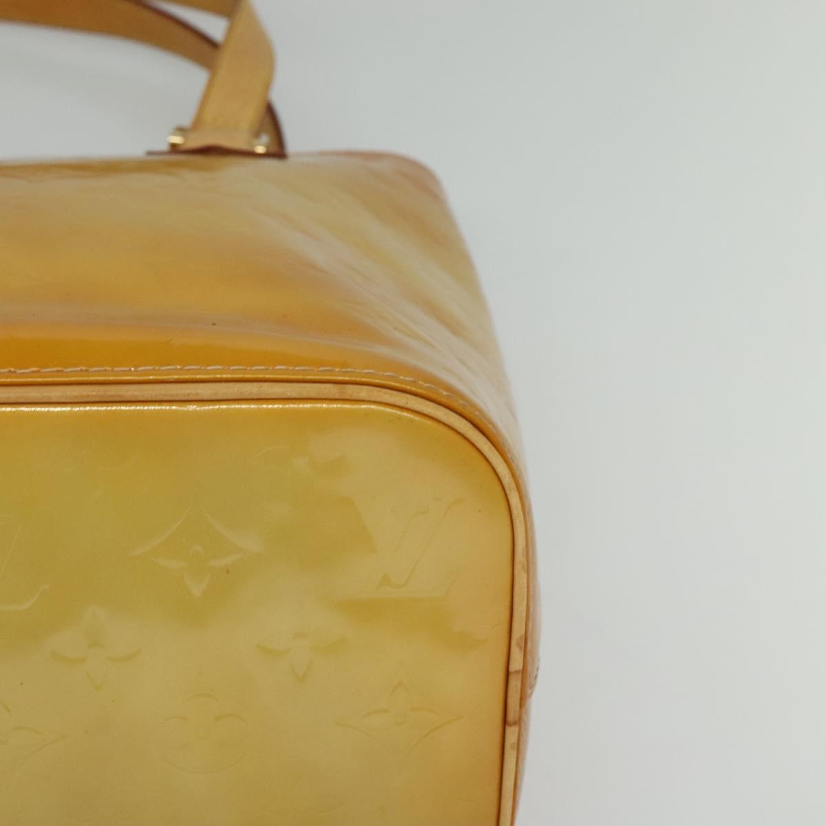 LOUIS VUITTON Monogram Vernis Houston Hand Bag Beige M91004 LV Auth th6098