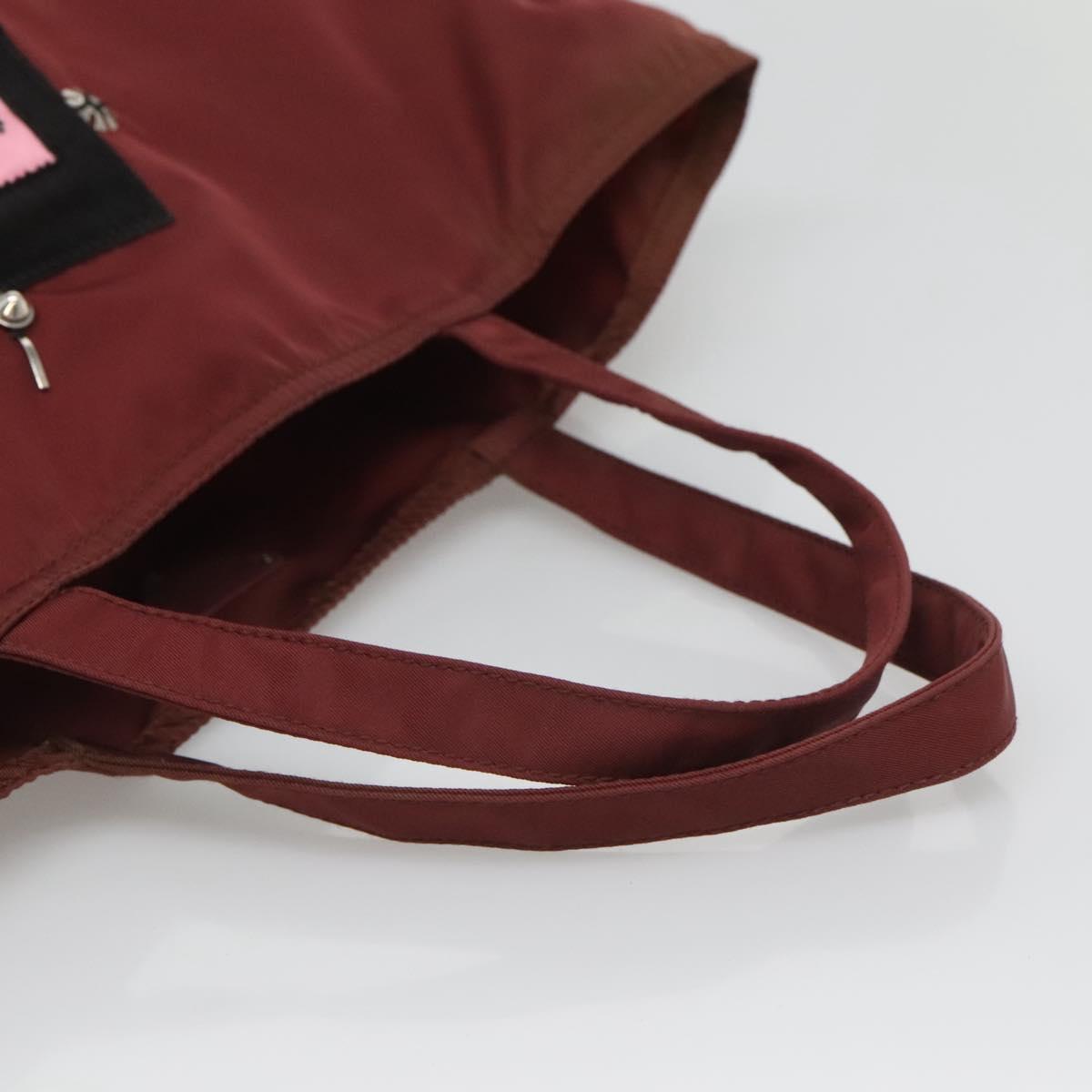 PRADA Hand Bag Nylon Red Auth th6103