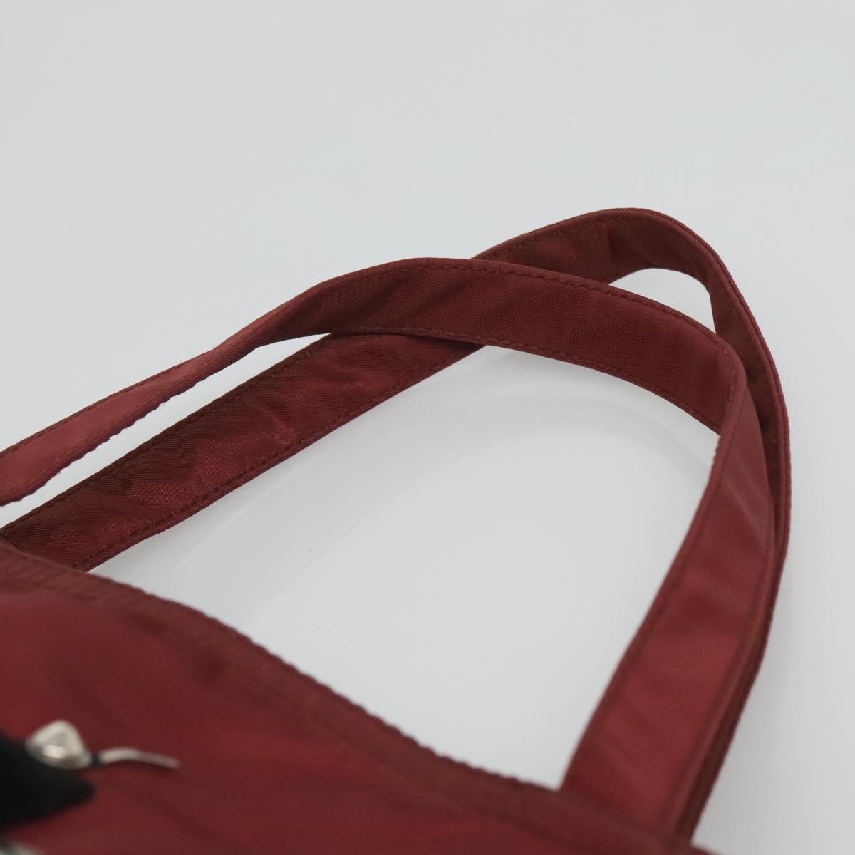 PRADA Hand Bag Nylon Red Auth th6103