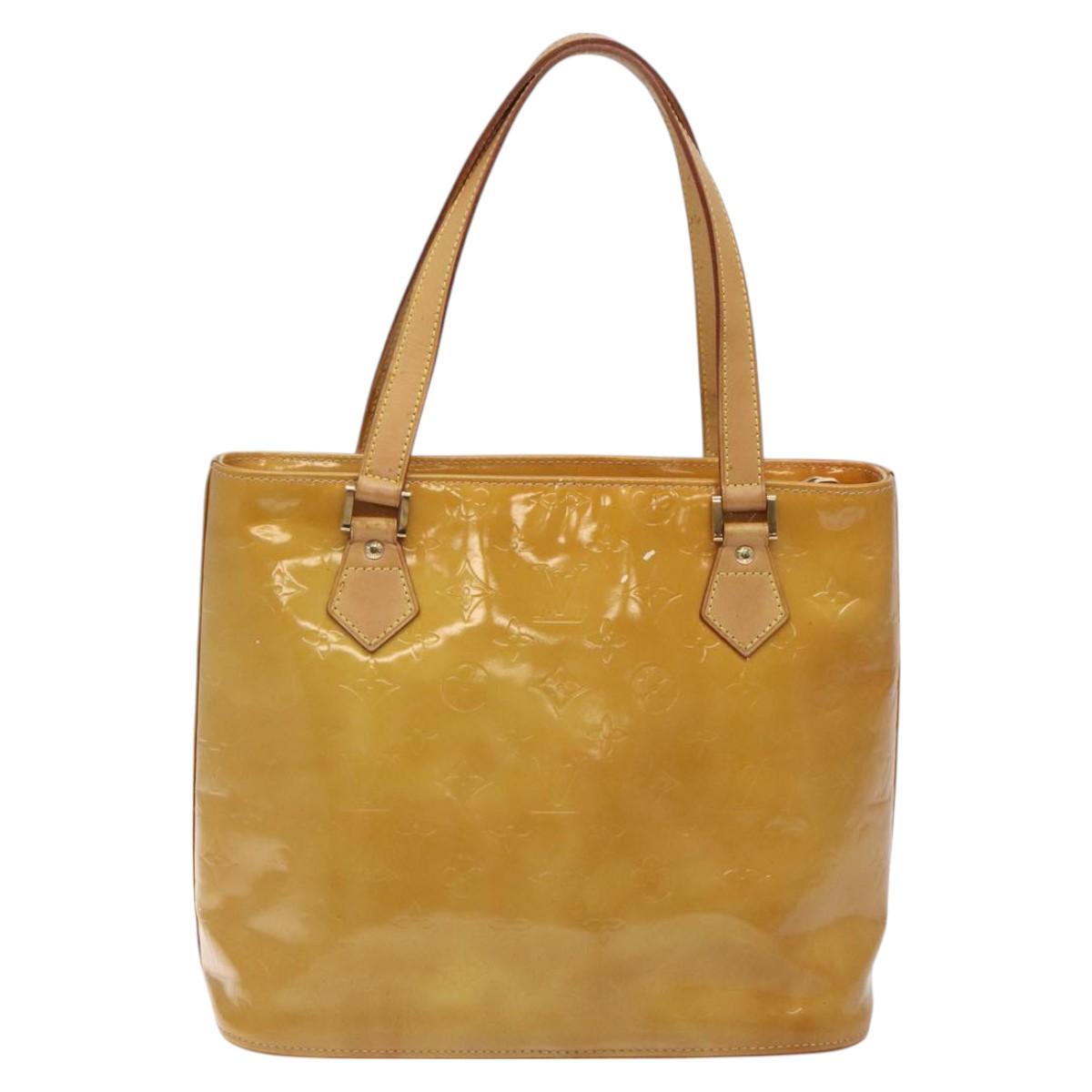 LOUIS VUITTON Monogram Vernis Houston Hand Bag Beige M91004 LV Auth th6124