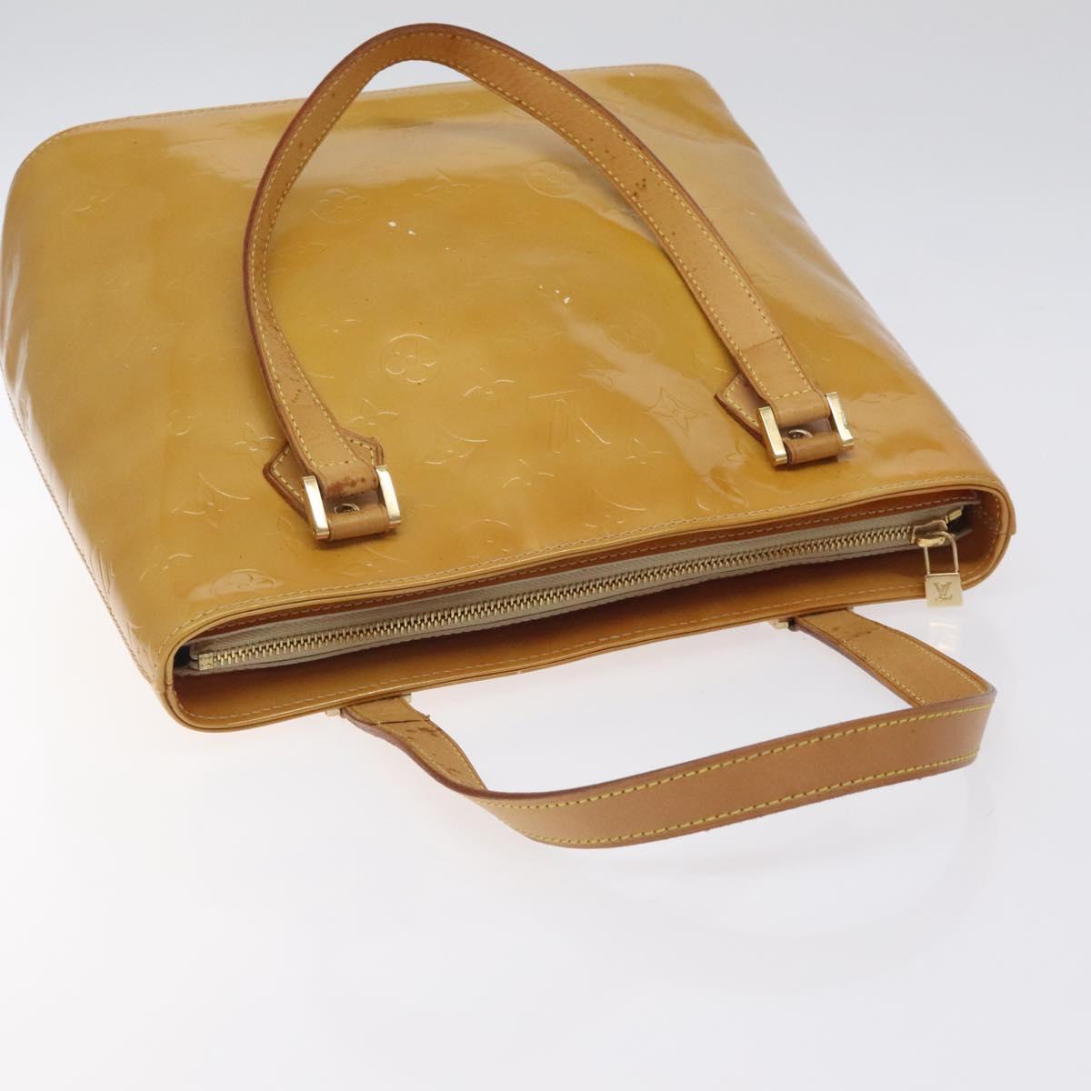 LOUIS VUITTON Monogram Vernis Houston Hand Bag Beige M91004 LV Auth th6124