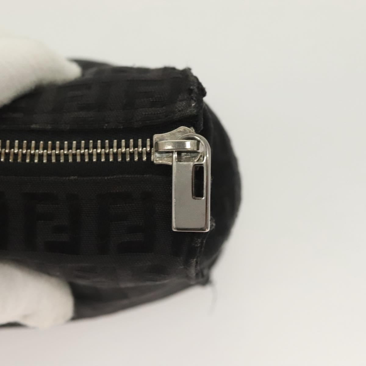 FENDI Zucchino Canvas Pouch Black Silver Auth th6144