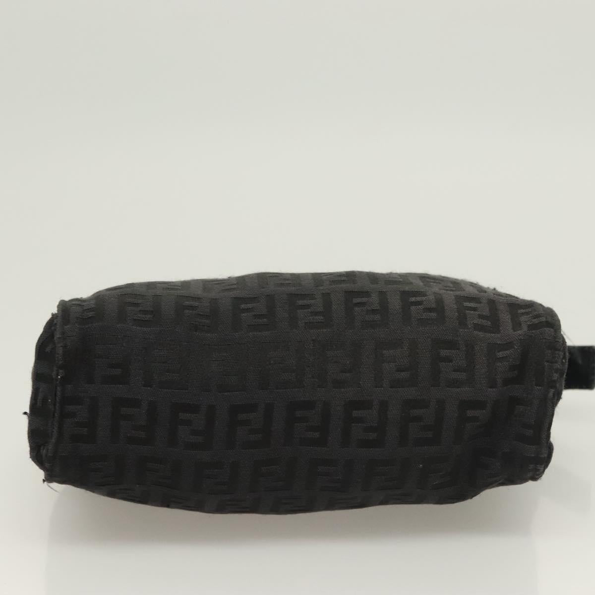 FENDI Zucchino Canvas Pouch Black Silver Auth th6144
