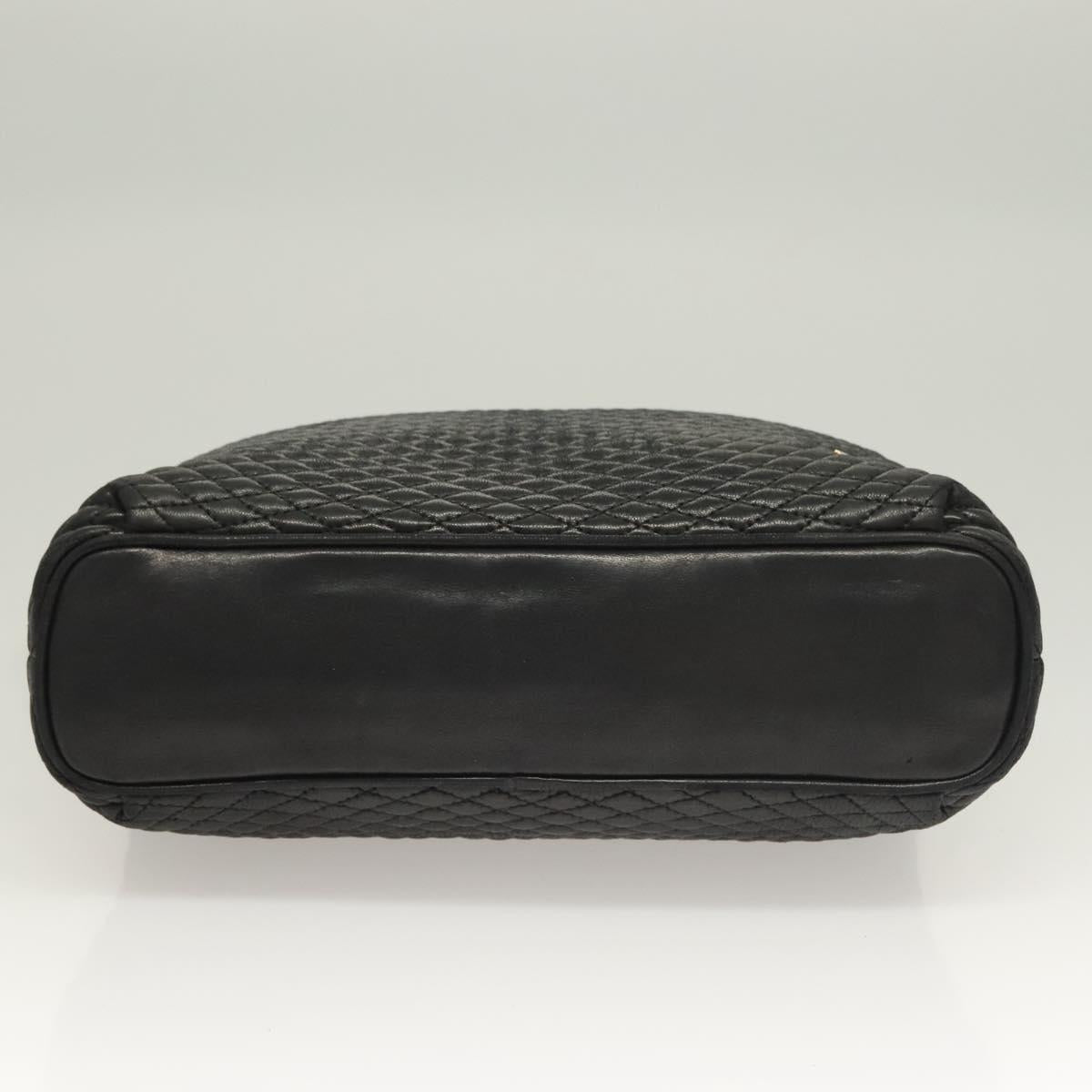 BALLY Chain Shoulder Bag Leather Black Gold Auth th6147