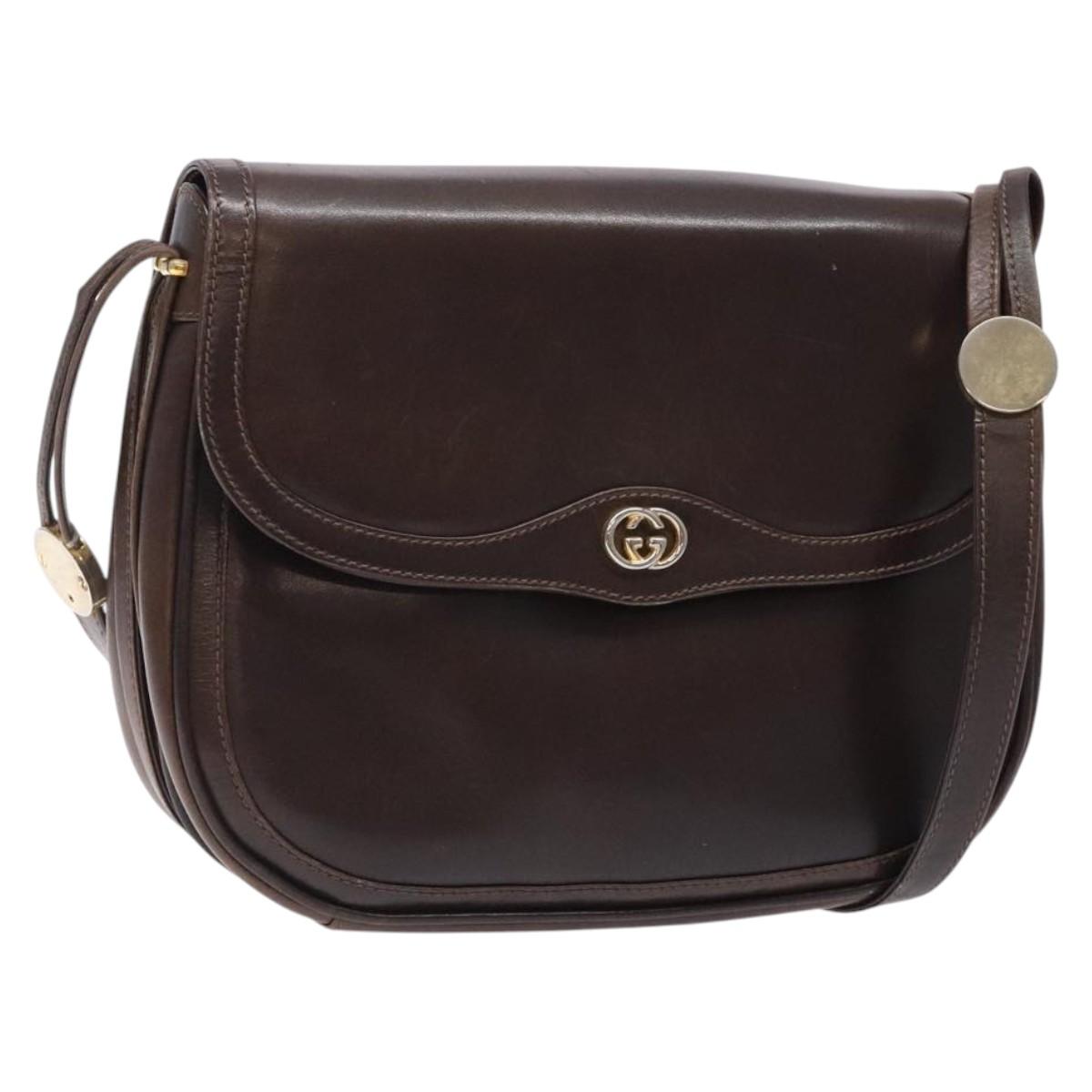 GUCCI Shoulder Bag Leather Brown Gold 001 261 1070 Auth th6167