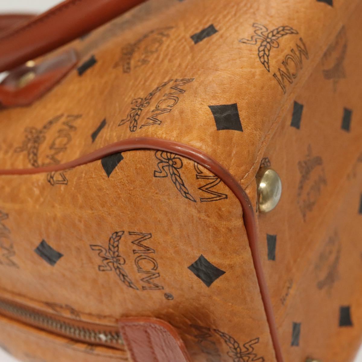 MCM Logogram Vicetos Hand Bag PVC Leather Brown Gold Auth th6169