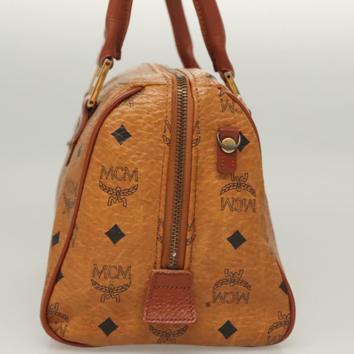 MCM Logogram Vicetos Hand Bag PVC Leather Brown Gold Auth th6169