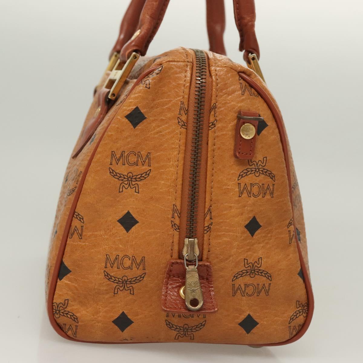 MCM Logogram Vicetos Hand Bag PVC Leather Brown Gold Auth th6169