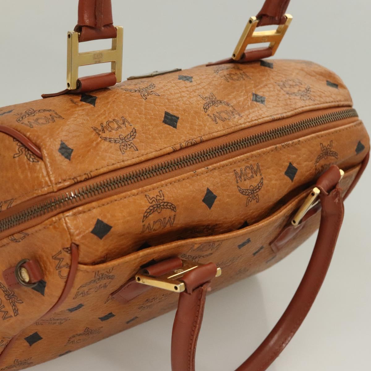 MCM Logogram Vicetos Hand Bag PVC Leather Brown Gold Auth th6169