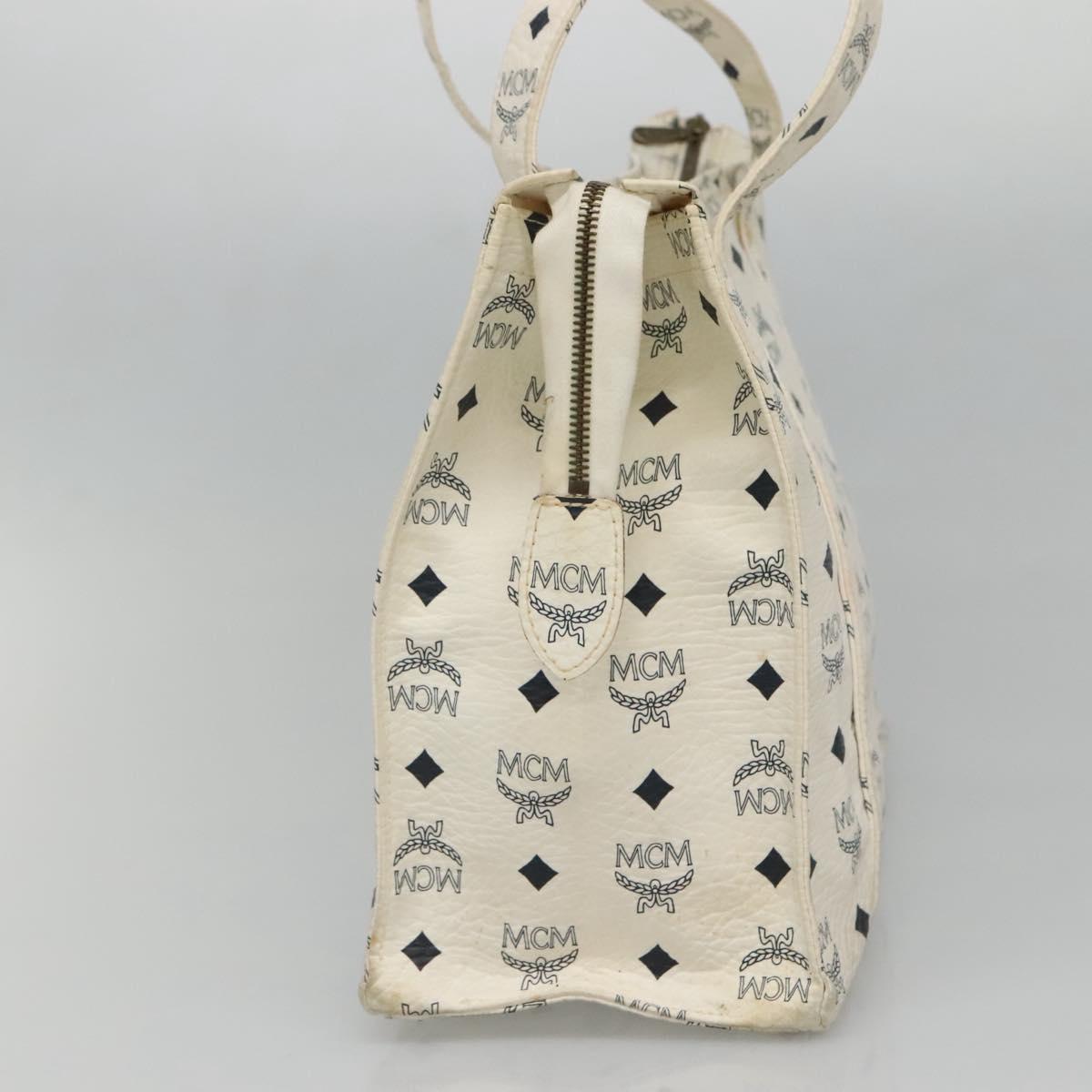 MCM Logogram Vicetos Tote Bag PVC Leather White Auth th6172