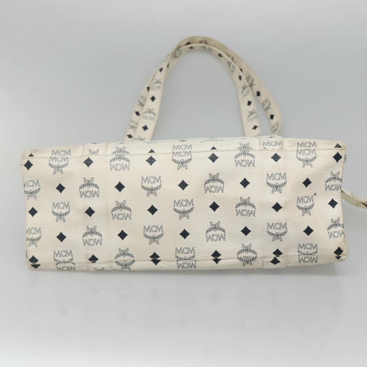 MCM Logogram Vicetos Tote Bag PVC Leather White Auth th6172