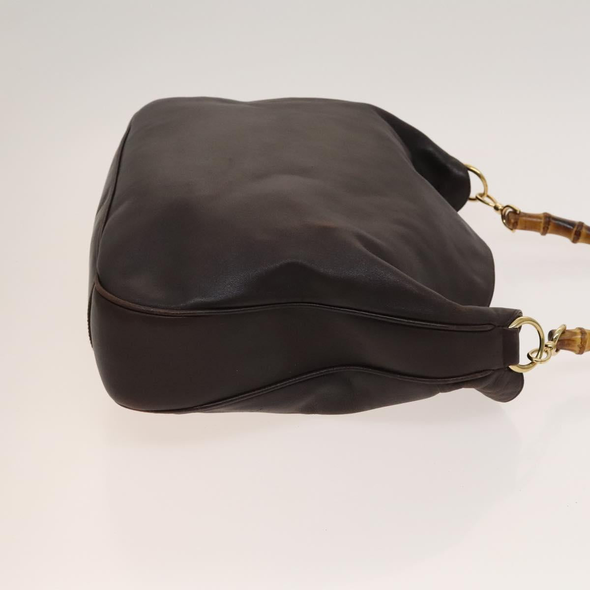 GUCCI Bamboo Hand Bag Leather 2way Brown Gold 001 2123 1577 Auth th6173