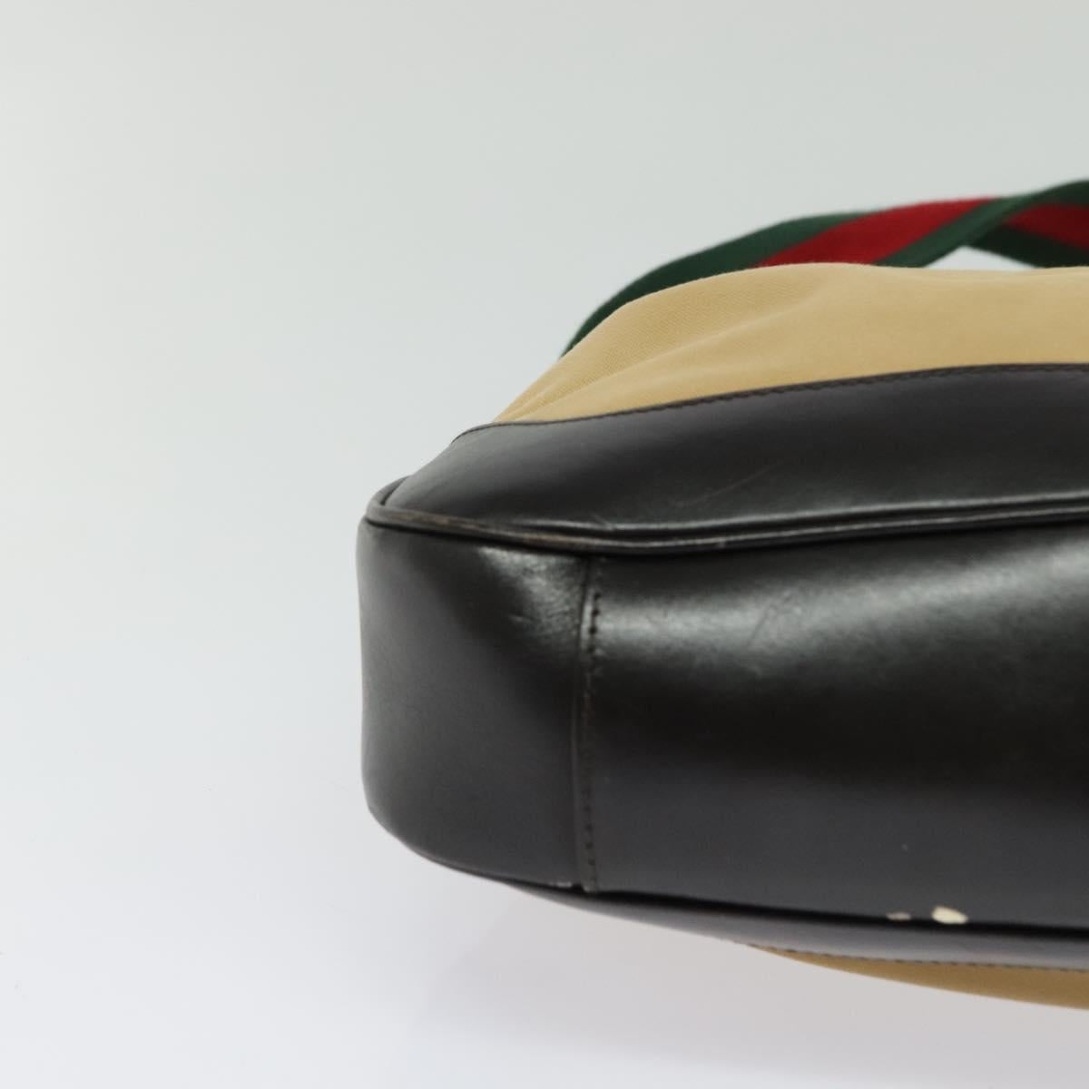 GUCCI Bamboo Web Sherry Line Bag Canvas 2way Beige Gold Red 001 4095 Auth th6182