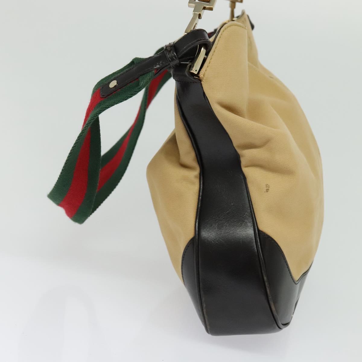 GUCCI Bamboo Web Sherry Line Bag Canvas 2way Beige Gold Red 001 4095 Auth th6182