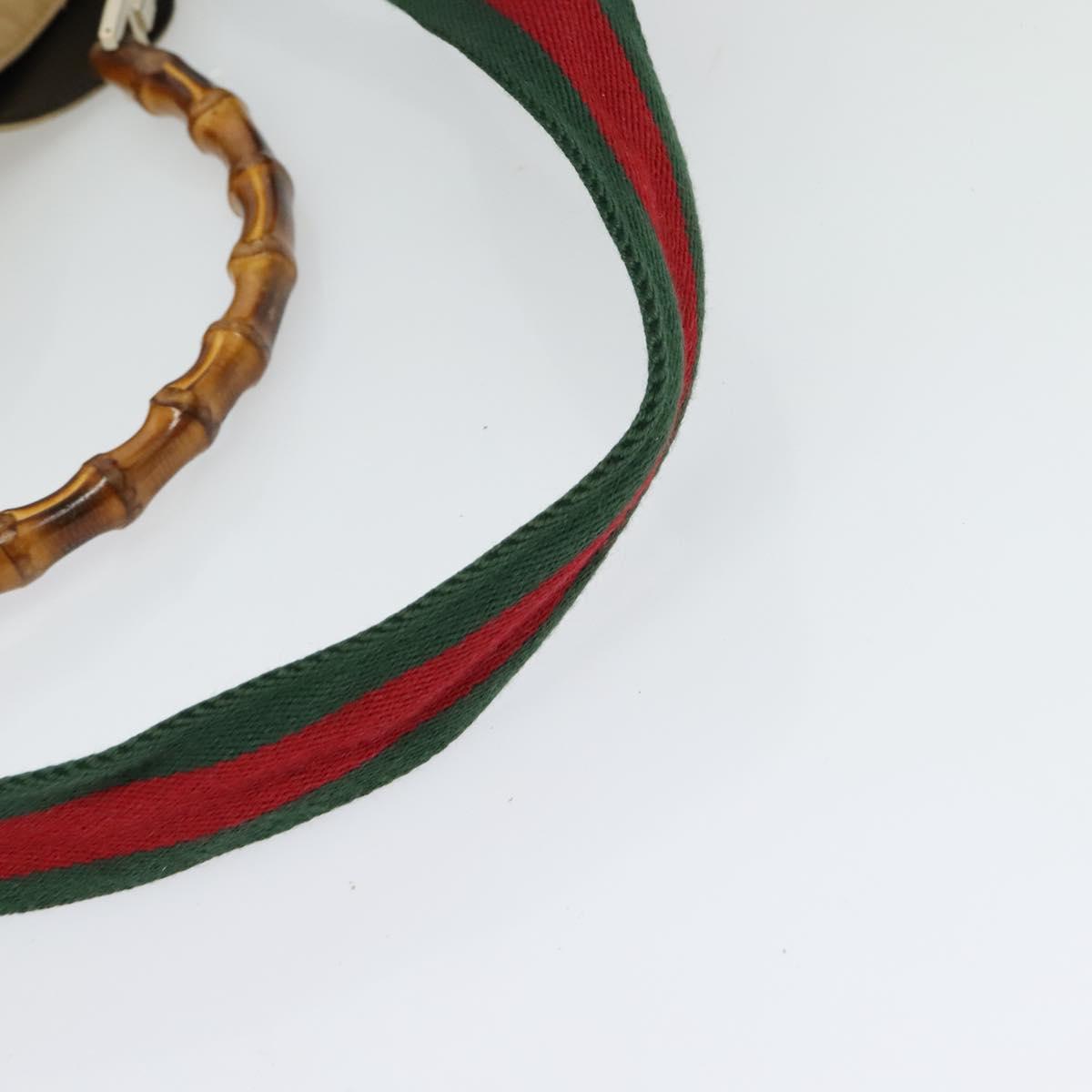 GUCCI Bamboo Web Sherry Line Bag Canvas 2way Beige Gold Red 001 4095 Auth th6182