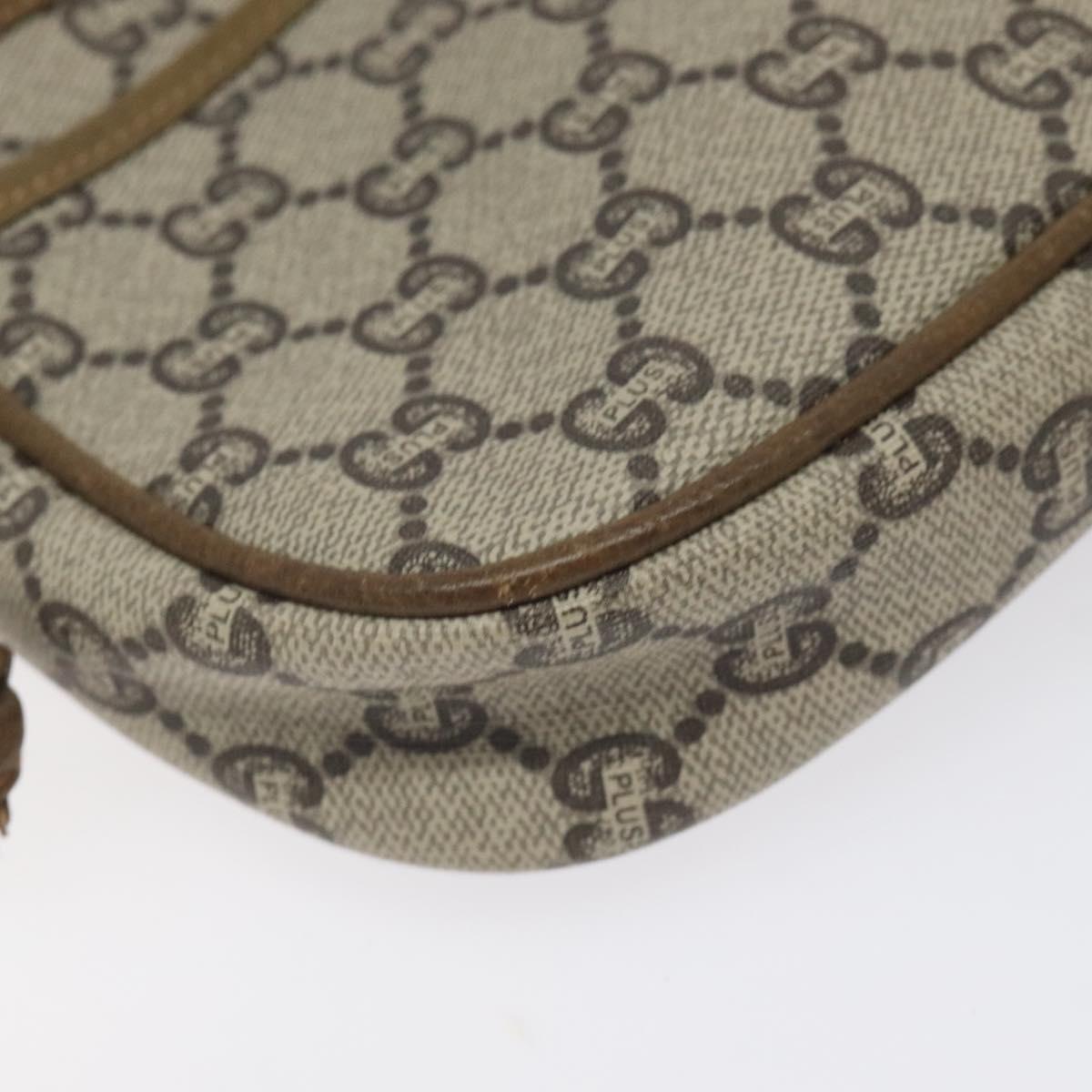 GUCCI GG Plus Supreme Shoulder Bag PVC Beige Auth th6188