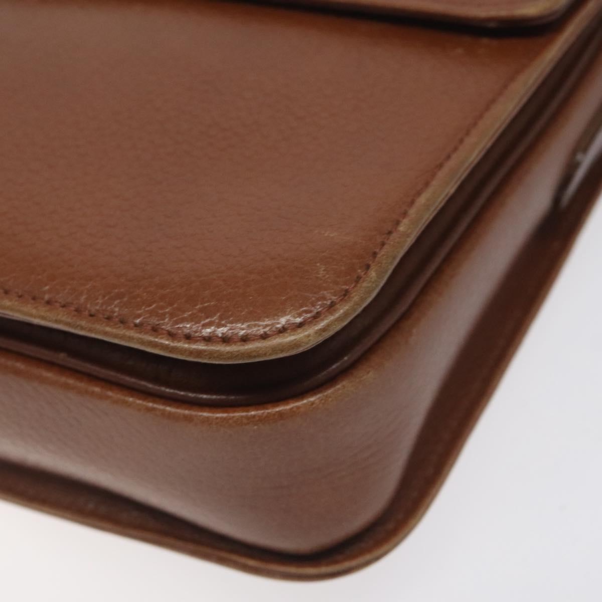 Burberrys Shoulder Bag Leather Brown Gold Auth th6199