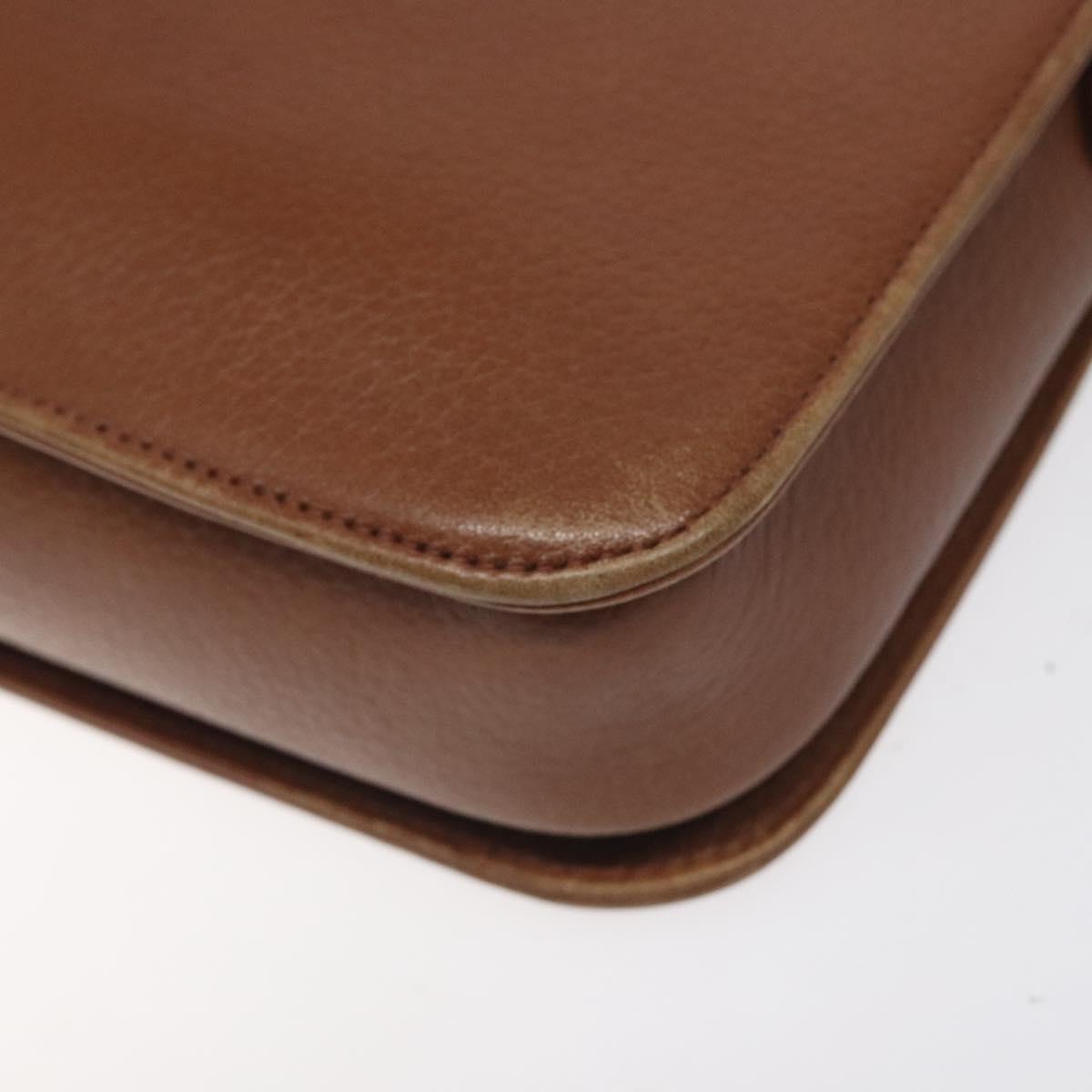 Burberrys Shoulder Bag Leather Brown Gold Auth th6199