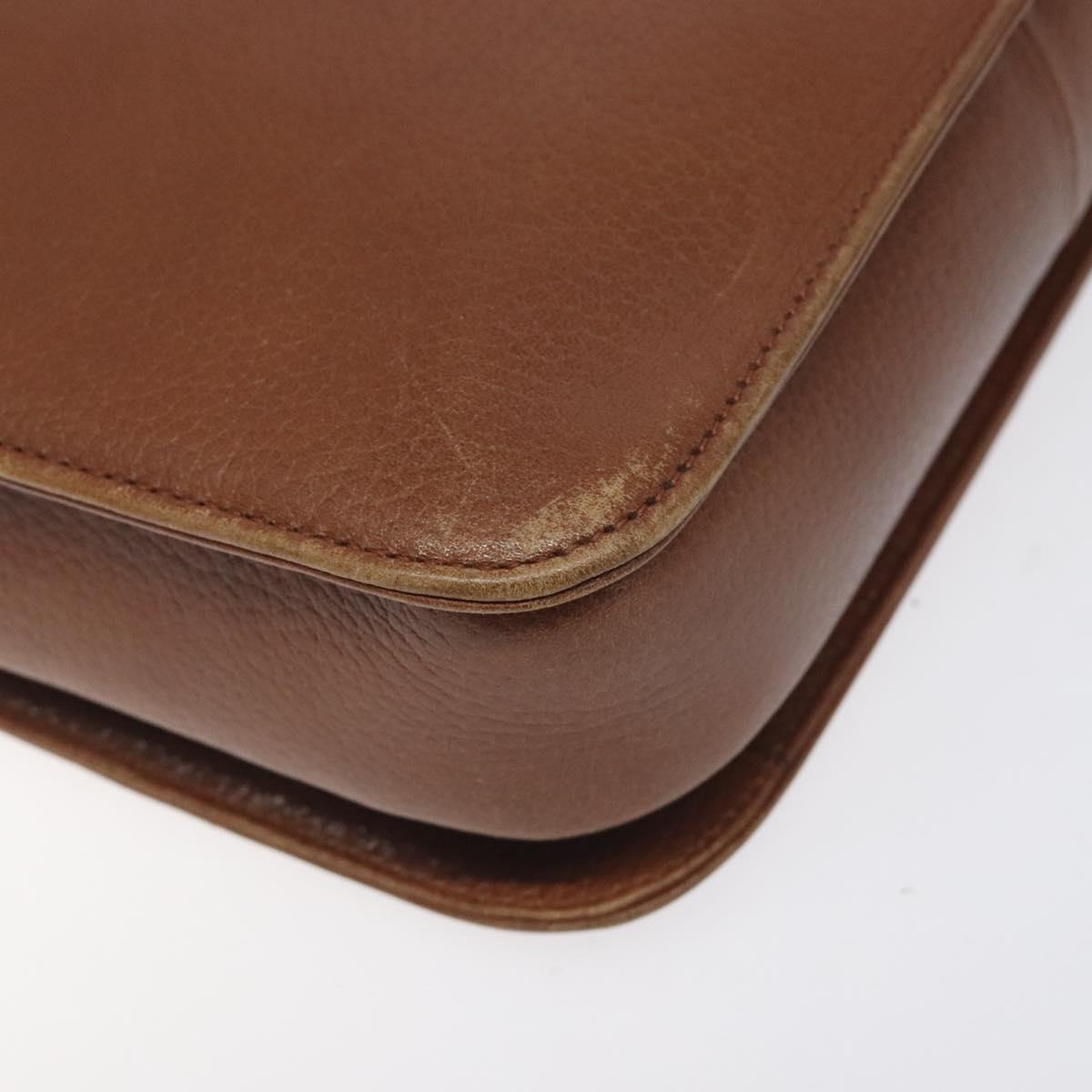 Burberrys Shoulder Bag Leather Brown Gold Auth th6199