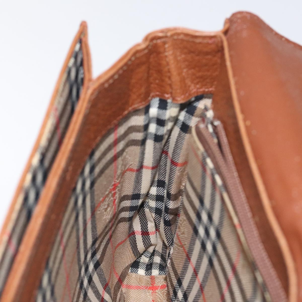 Burberrys Shoulder Bag Leather Brown Gold Auth th6199