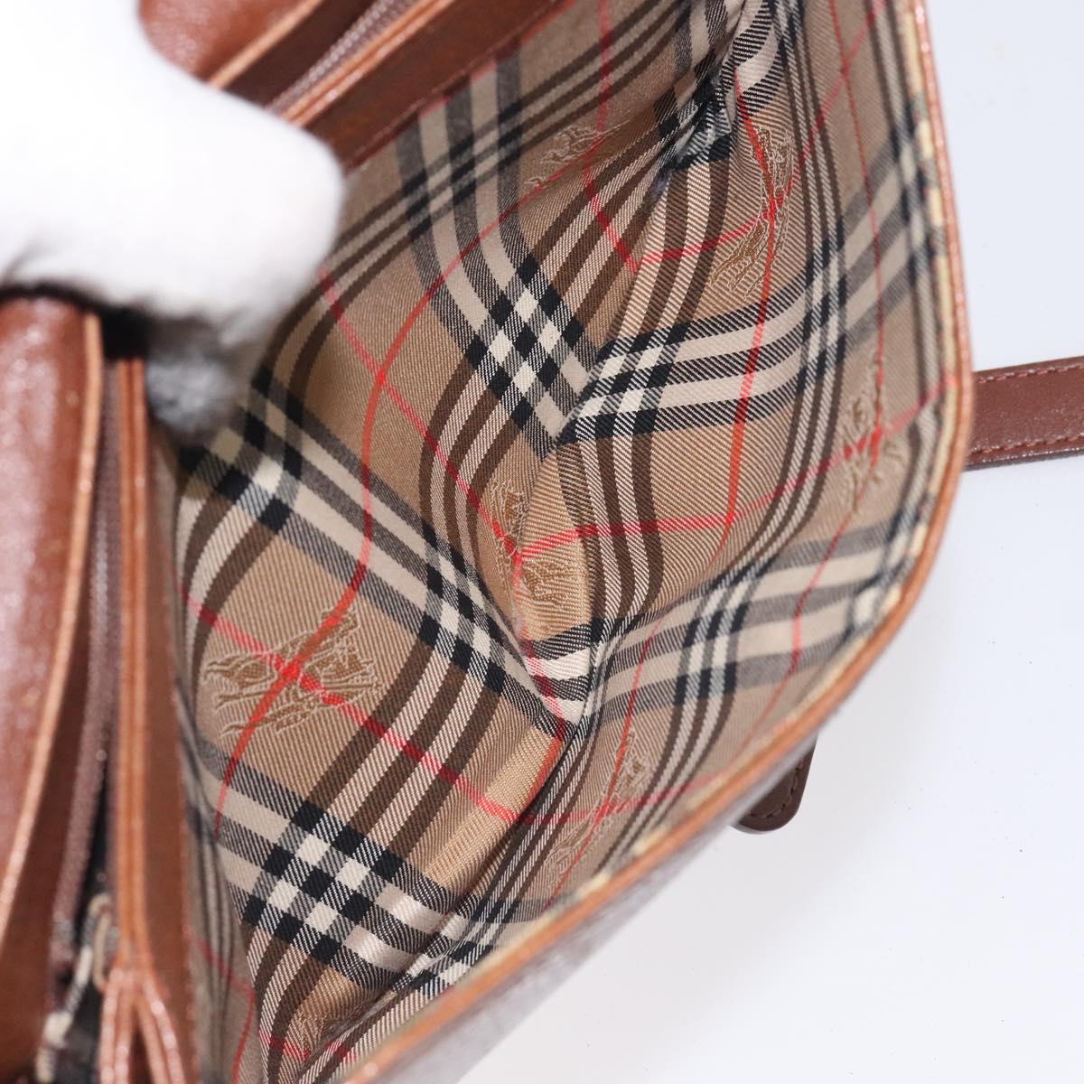 Burberrys Shoulder Bag Leather Brown Gold Auth th6199