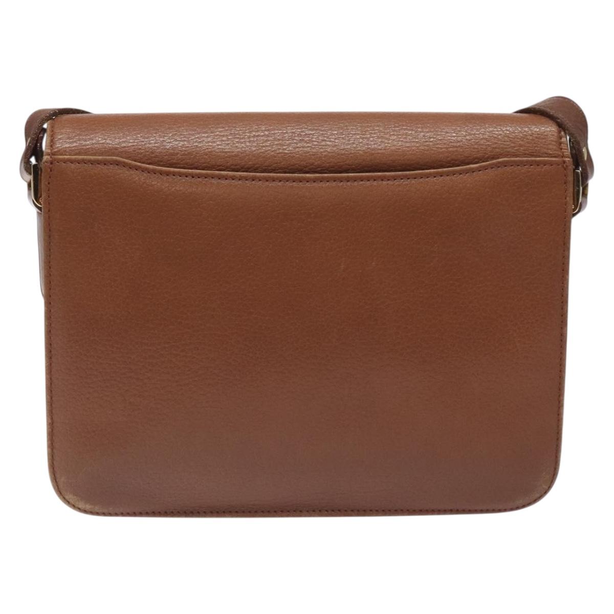 Burberrys Shoulder Bag Leather Brown Gold Auth th6199