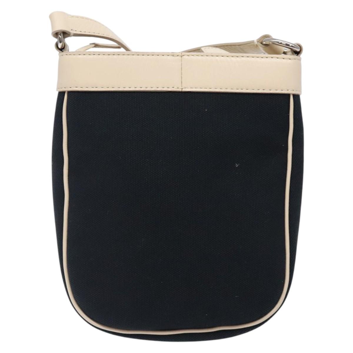 BURBERRY Shoulder Bag Canvas Navy Silver Auth th6201