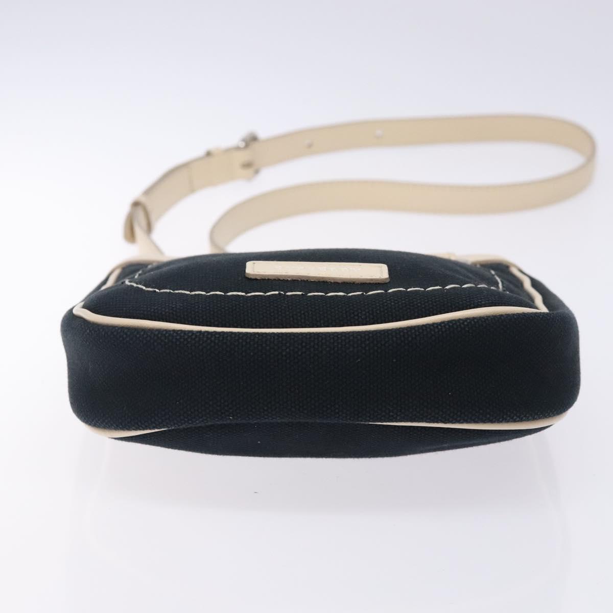 BURBERRY Shoulder Bag Canvas Navy Silver Auth th6201