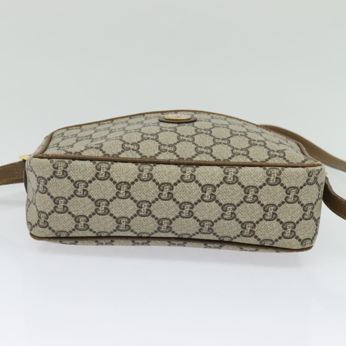 GUCCI GG Plus Supreme Shoulder Bag PVC Beige Gold Auth th6208