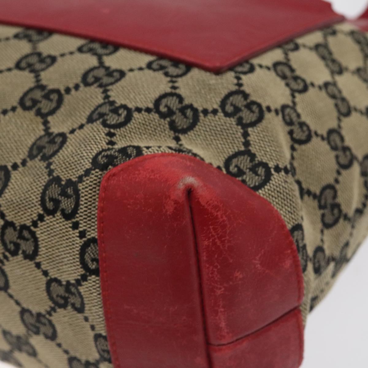 GUCCI GG Canvas Tote Bag Beige Gold Red 019 0402 1705 Auth th6226