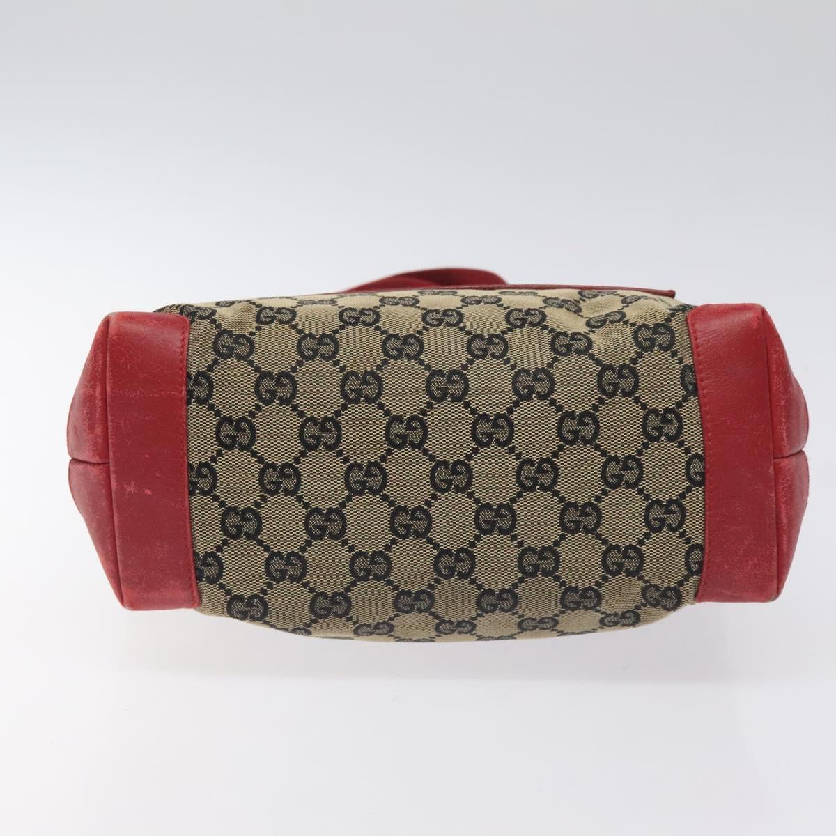 GUCCI GG Canvas Tote Bag Beige Gold Red 019 0402 1705 Auth th6226