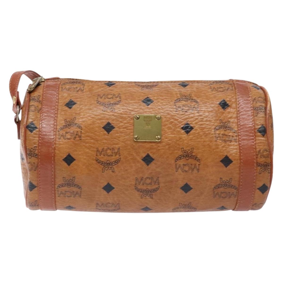 MCM Logogram Vicetos Shoulder Bag PVC Leather Brown Gold Auth th6240