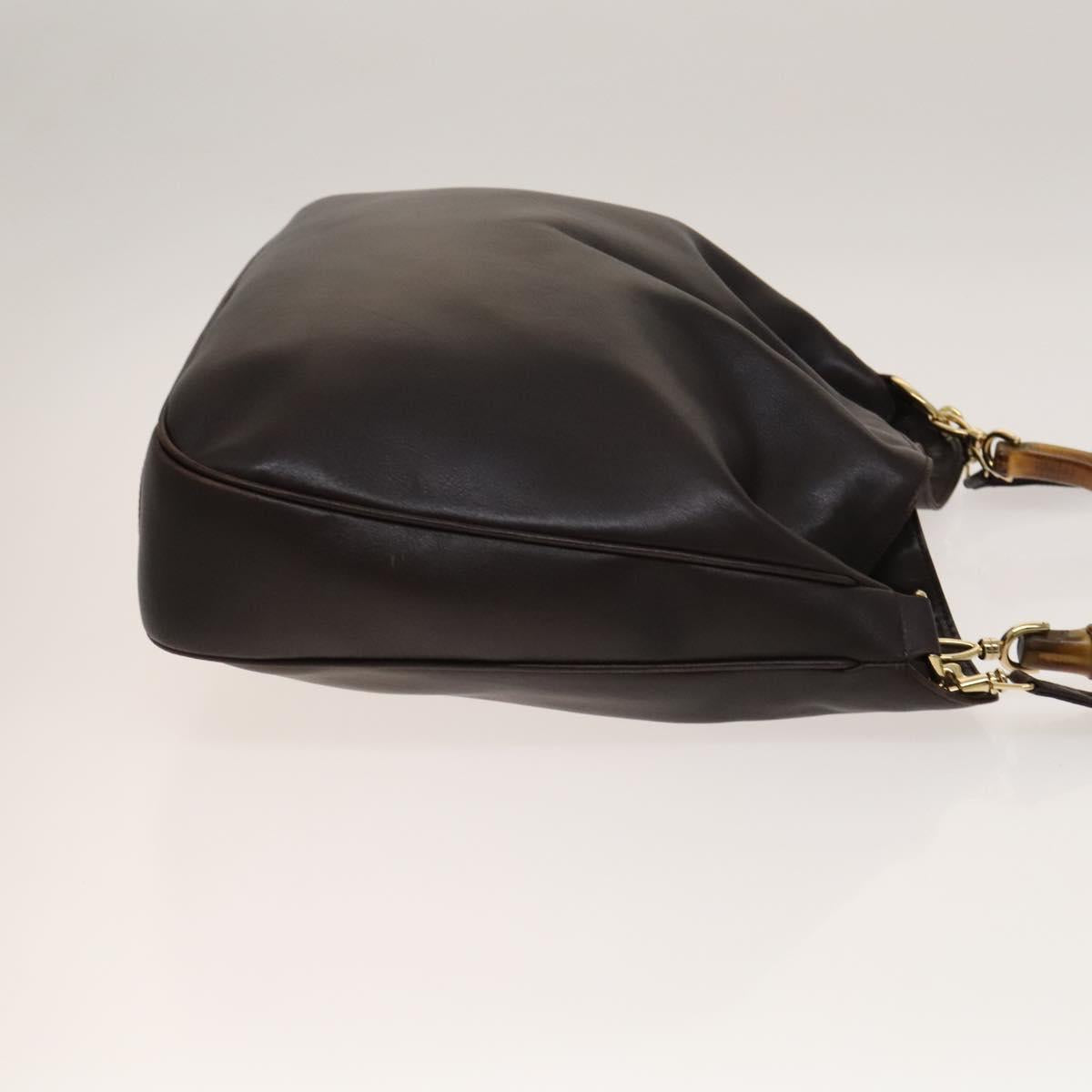 GUCCI Bamboo Hand Bag Leather 2way Brown Gold 001 1998 1577 Auth th6247