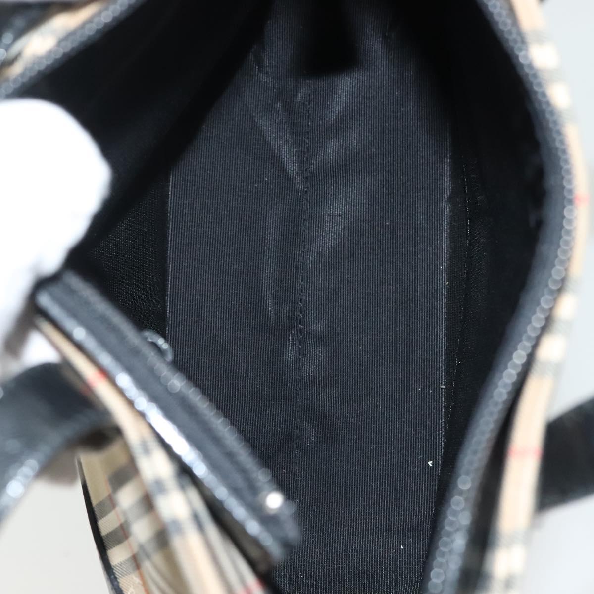 BURBERRY Nova Check Hand Bag Canvas Beige Gold Auth th6248