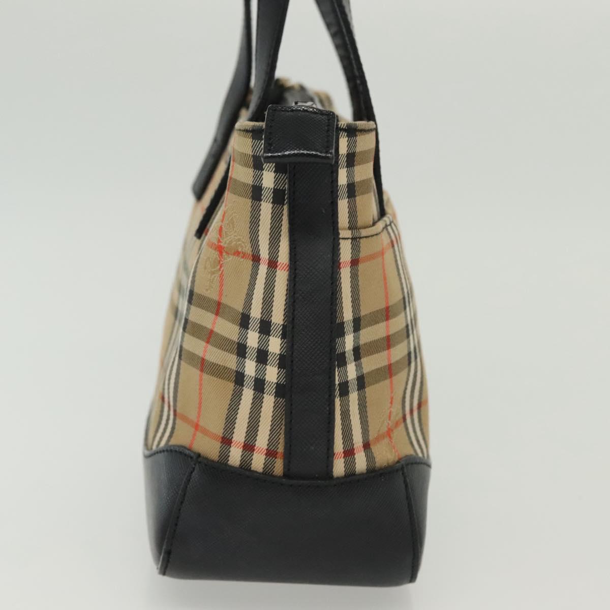 BURBERRY Nova Check Hand Bag Canvas Beige Gold Auth th6248