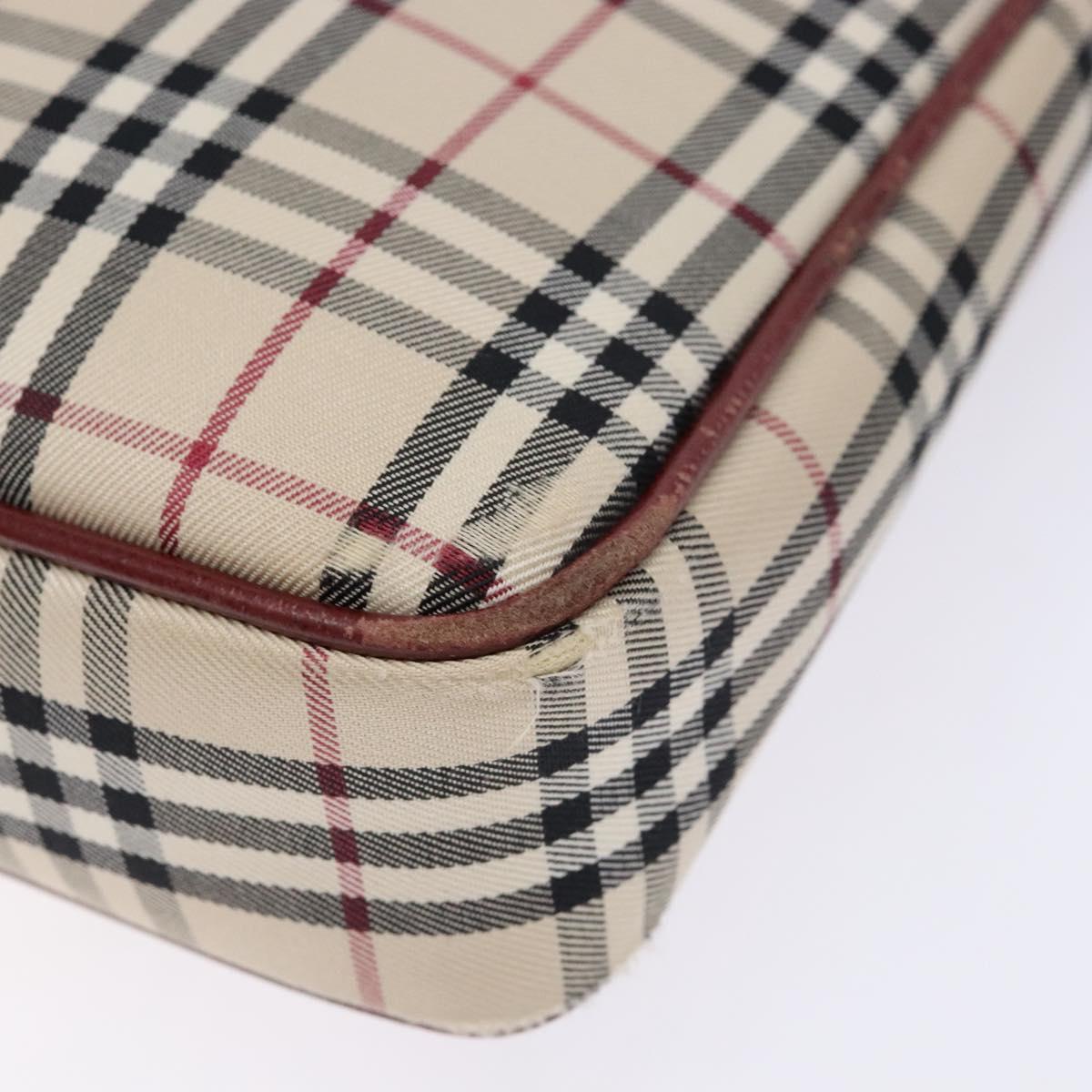 BURBERRY Nova Check Shoulder Bag Canvas Beige Silver Auth th6249
