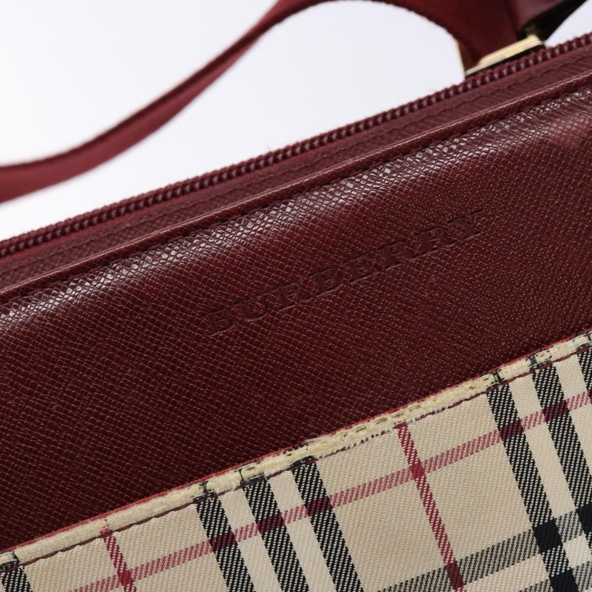 BURBERRY Nova Check Shoulder Bag Canvas Beige Silver Auth th6249