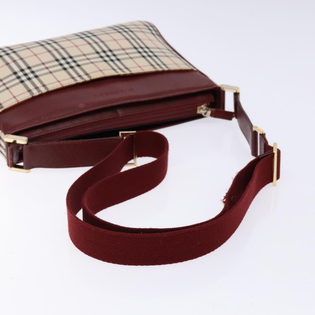 BURBERRY Nova Check Shoulder Bag Canvas Beige Silver Auth th6249