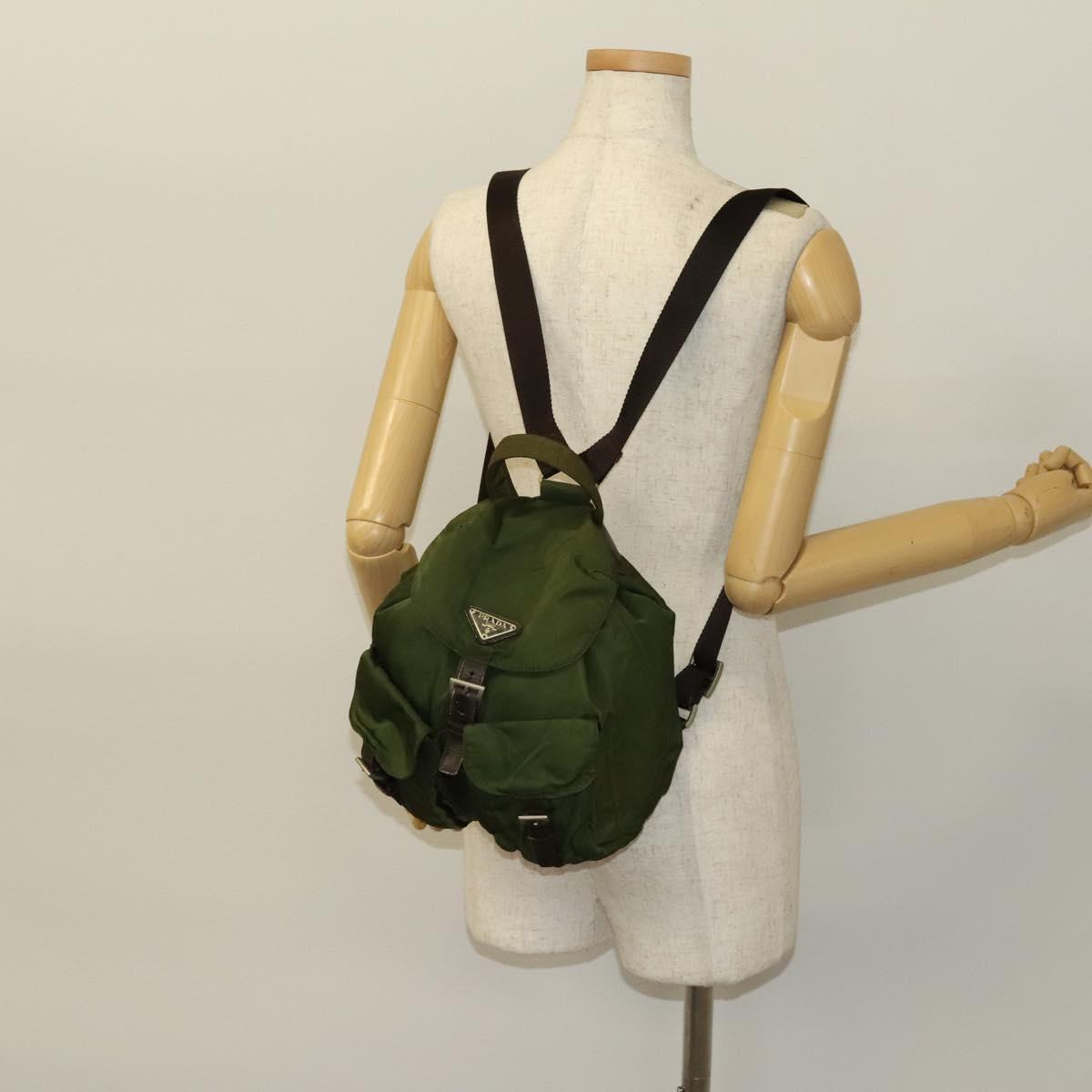 PRADA Backpack Nylon Khaki Auth th6262