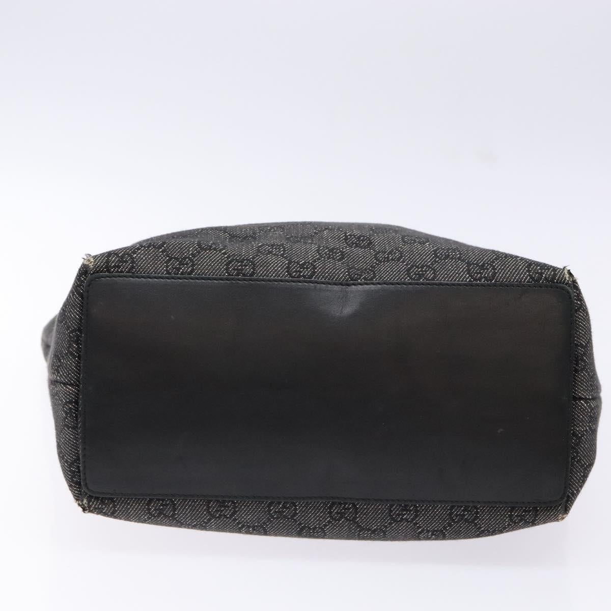 GUCCI GG Canvas Tote Bag Black Silver 31243 Auth th6279