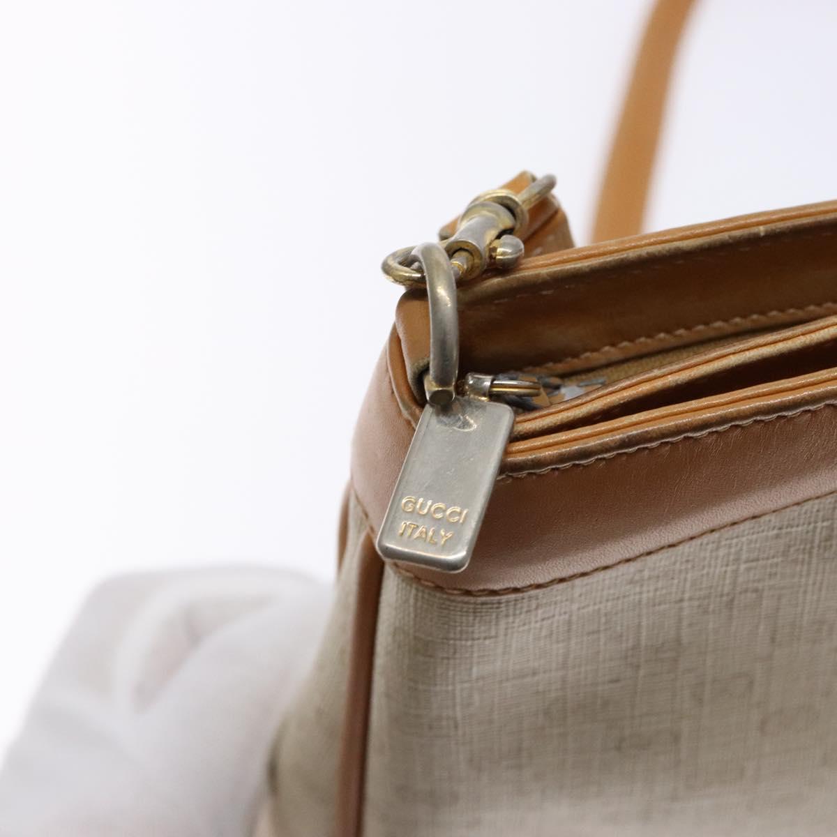 GUCCI Micro GG Supreme Shoulder Bag PVC White Gold Auth th6280