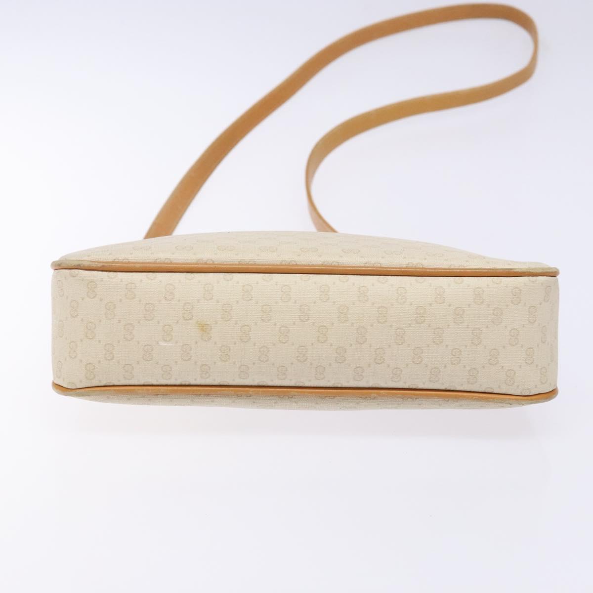 GUCCI Micro GG Supreme Shoulder Bag PVC White Gold Auth th6280