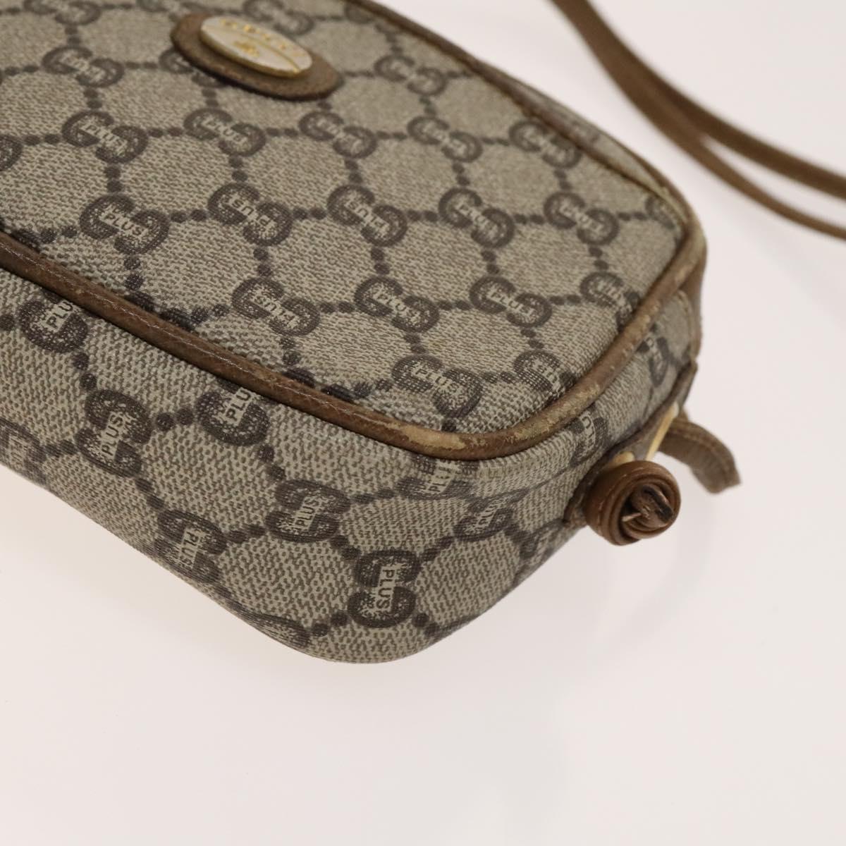 GUCCI GG Plus Supreme Shoulder Bag PVC 2Set Navy Beige gold Auth th6282