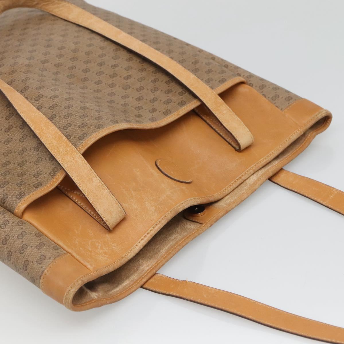 GUCCI Micro GG Canvas Tote Bag PVC Beige Gold 002 123 0135 Auth th6296