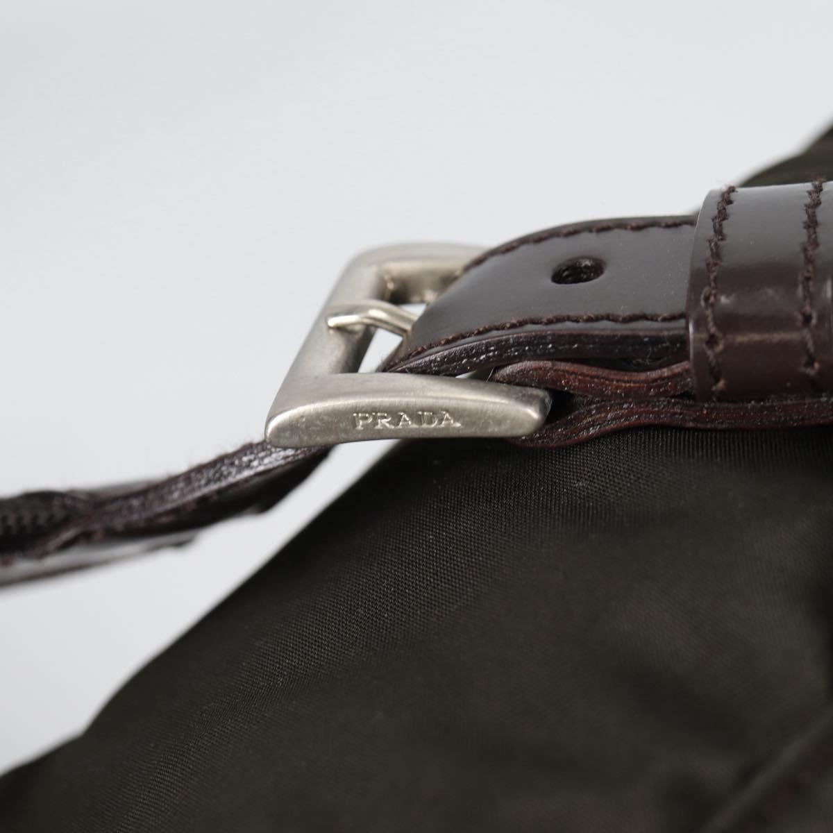 PRADA Backpack Nylon Khaki Silver Auth th6297