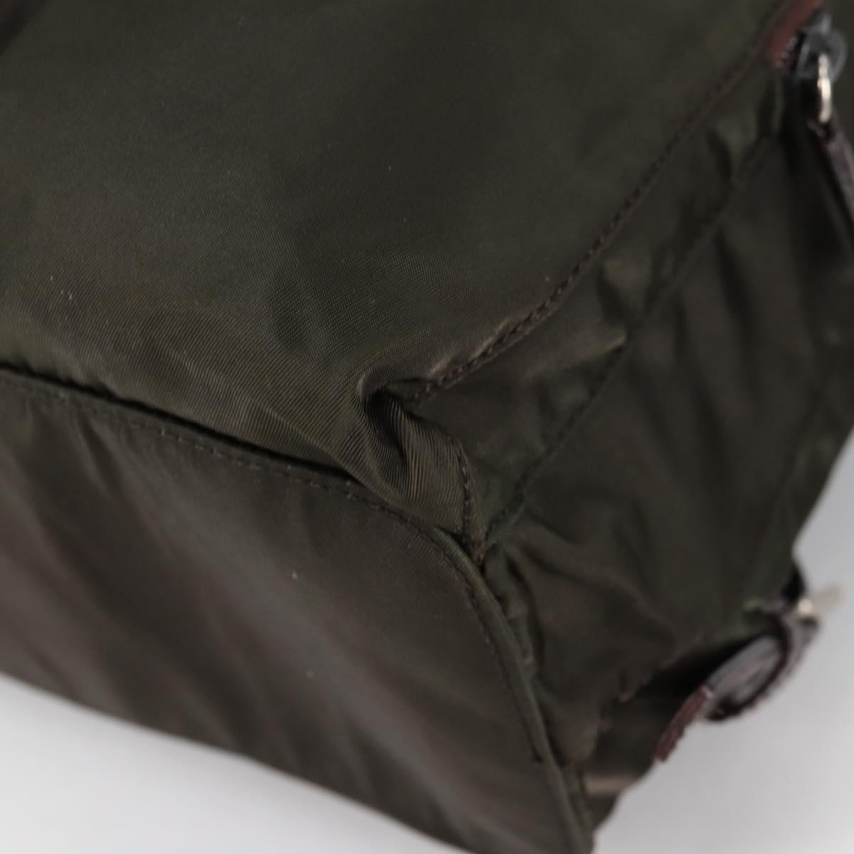PRADA Backpack Nylon Khaki Silver Auth th6297