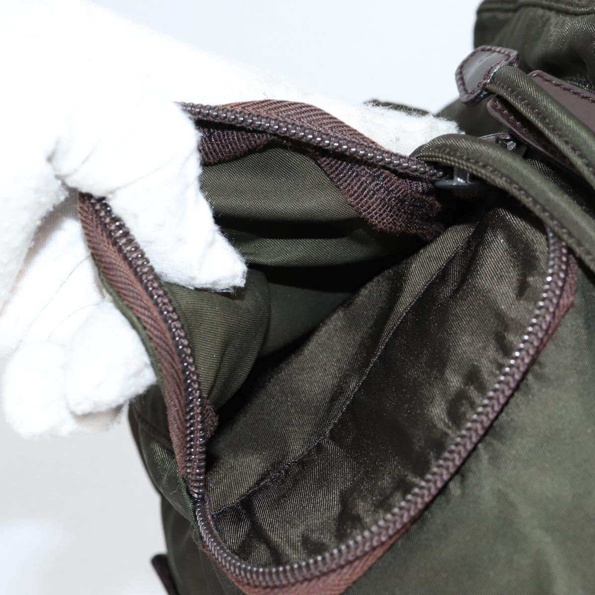 PRADA Backpack Nylon Khaki Silver Auth th6297